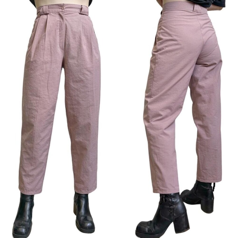 80s Vintage Highwaisted Pleated Pants Trousers Pastel Pale Pink Retro Indie.